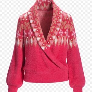 Boston Proper Vibrant Pink Cowl Neck Sweater